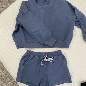 Aerie Light Blue Ribbed Lounge Set